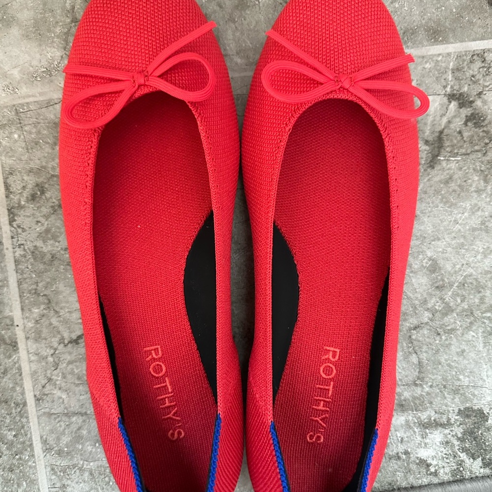 Rothy's Red Flats with Bow Detail